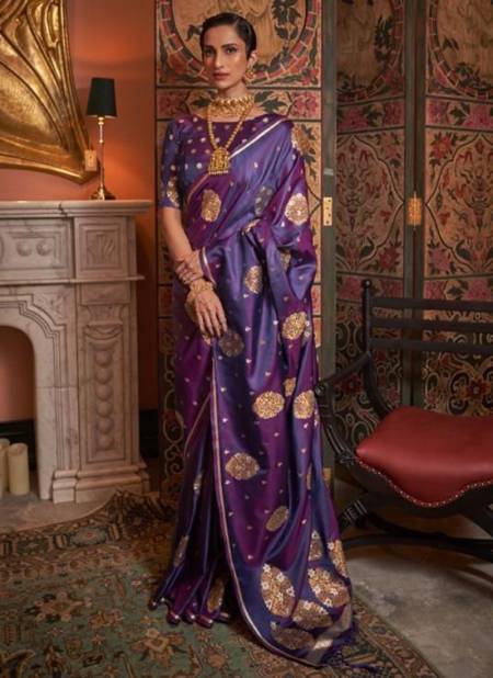 Purple Colour KONRAD SILK Rajtex New Designer Festive Wear PURE SATIN COPPER ZARI HANDLOOM WEAVING Saree Collection 292006